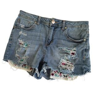 Harper Distressed Jeans Denim Cut Off Shorts Women’s Size 29 Floral Pockets